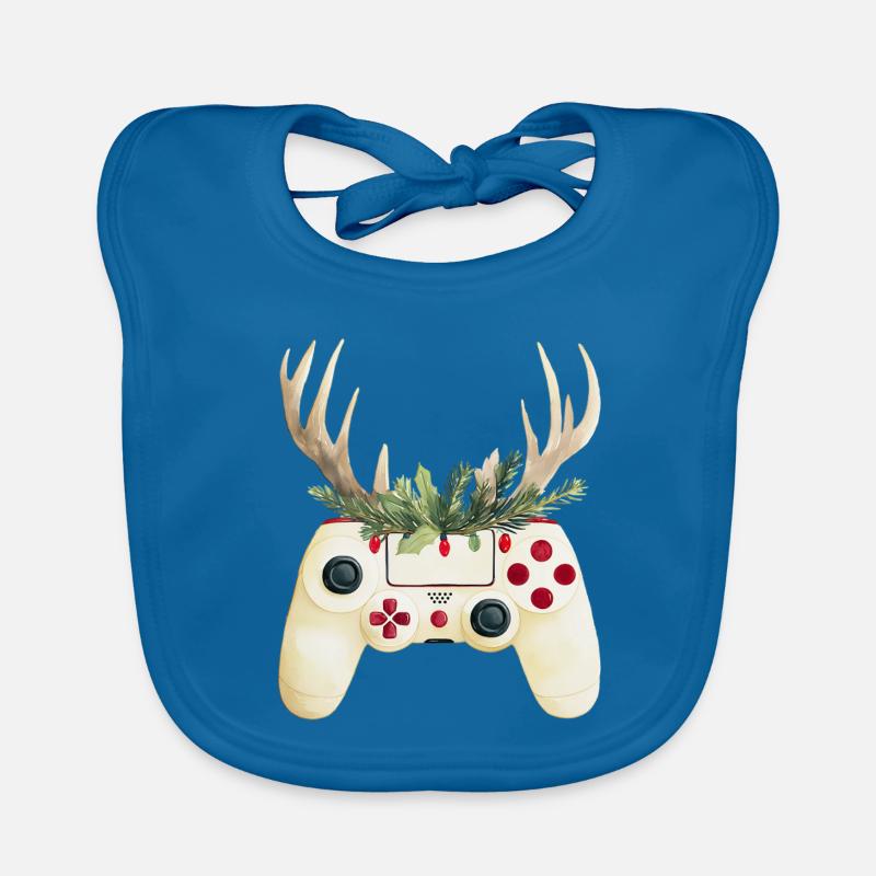 Weihnachtscontroller mit Hirschgeweih Baby Bio-Lätzchen