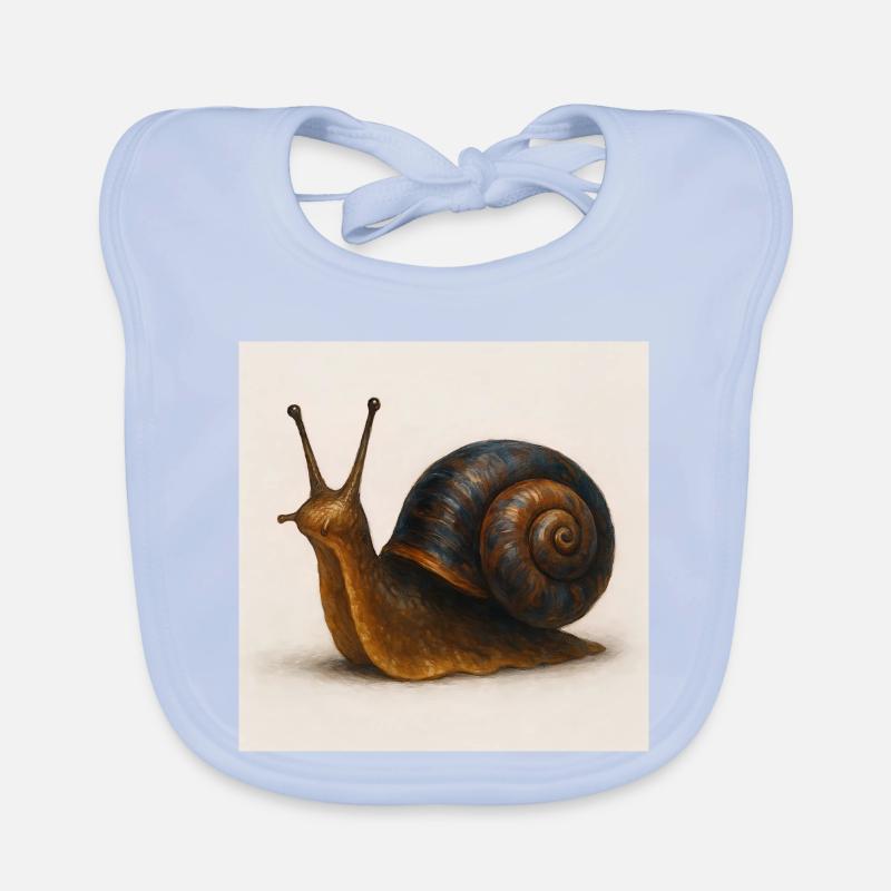 Snail with blue shimmer shell Organic Baby Bibs