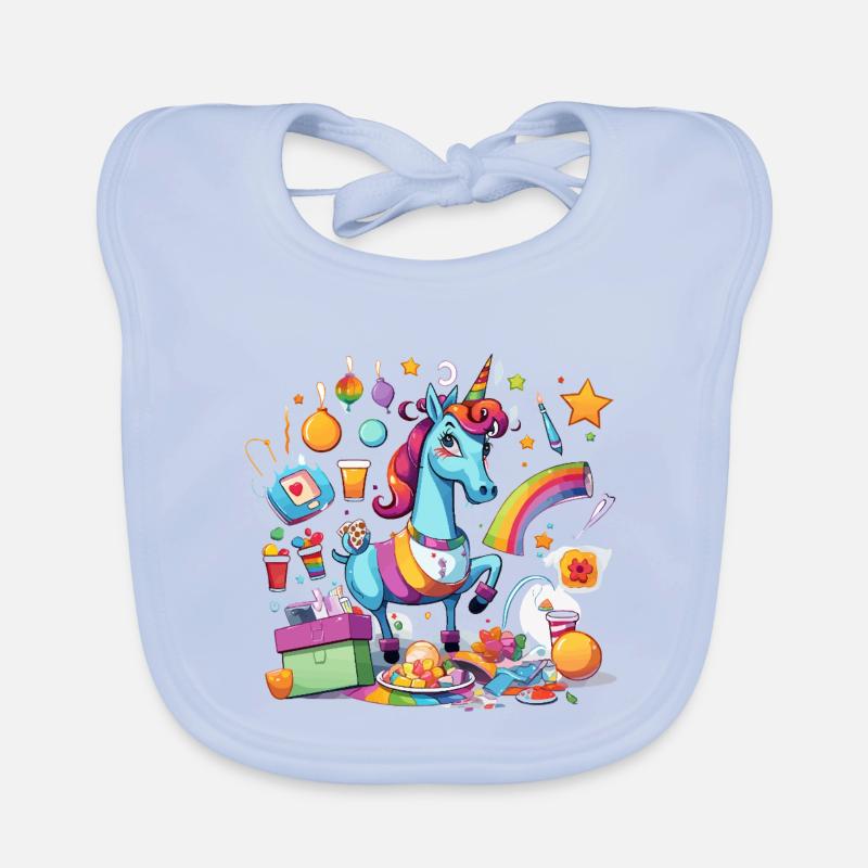 Bunter Einhorn Partyzauber Baby Bio-Lätzchen