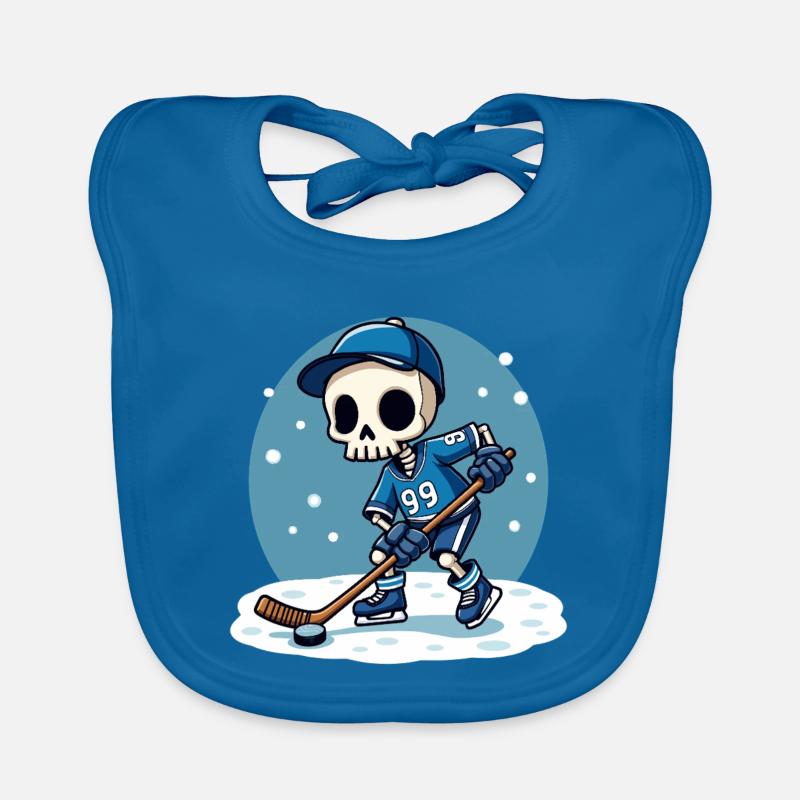 Skelett Eishockeyspieler Nummer 99 Wintersport Baby Bio-Lätzchen