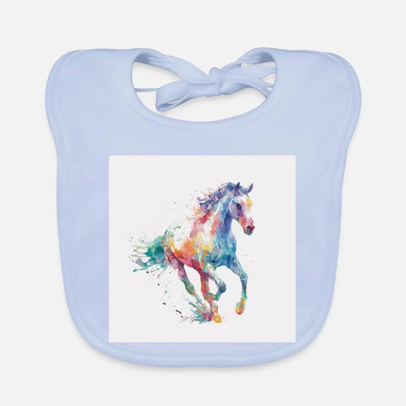 Explosion aquarelle du cheval arc-en-ciel Bavoir bio Bébé
