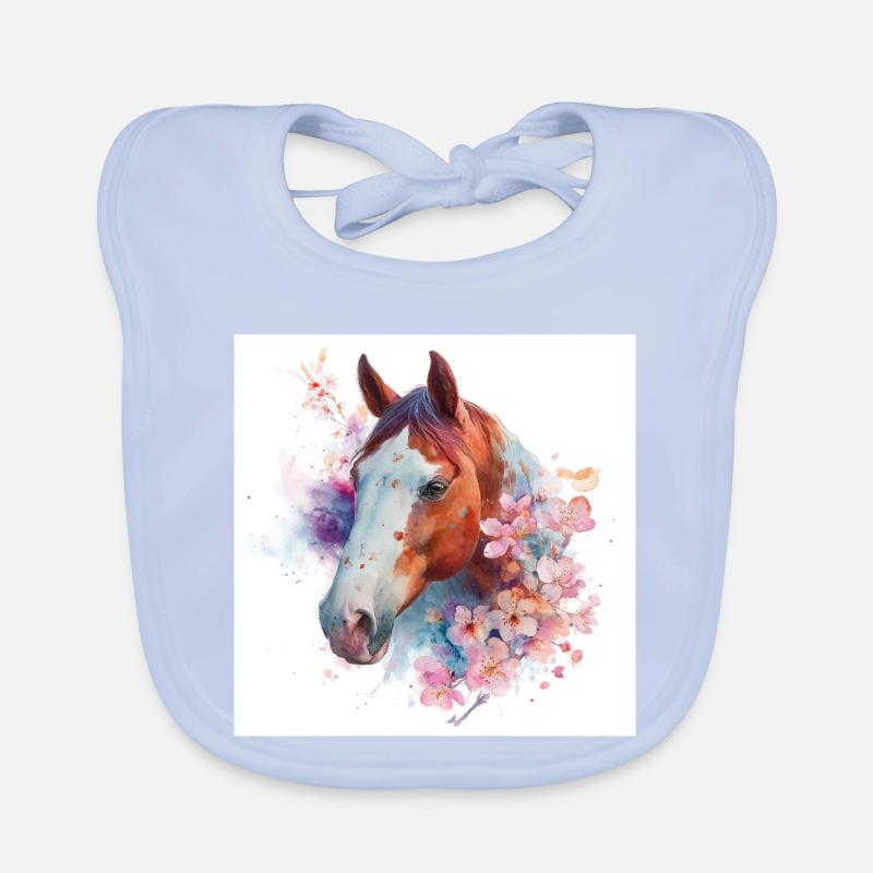 Aquarell Pferdeblüte Baby Bio-Lätzchen