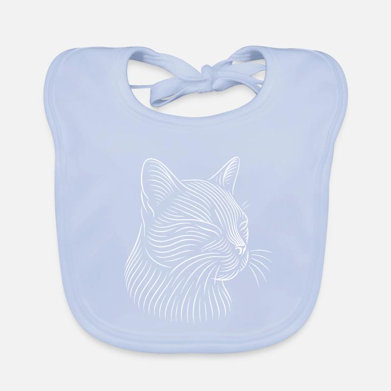 Dessin de tête de chat en blanc Bavoir bio Bébé