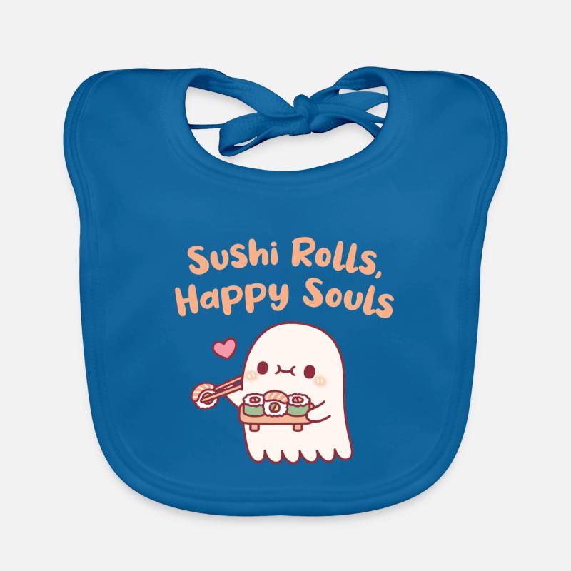 Mignons Ghost Sushi Rolls Âmes Heureuses Drôles Bavoir bio Bébé