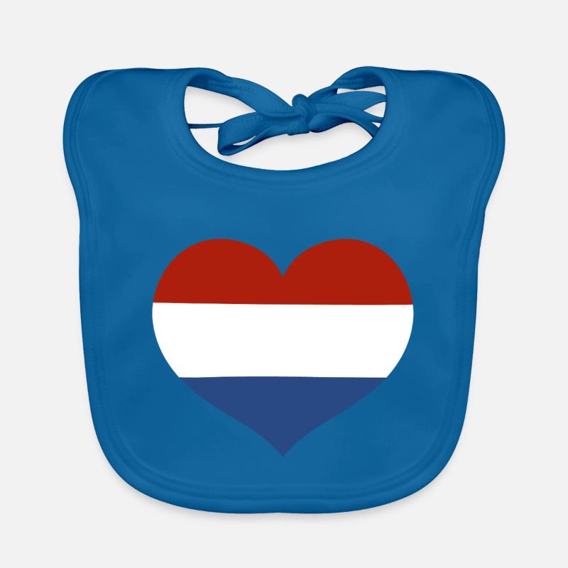 Netherlands Flag Heart Organic Baby Bibs