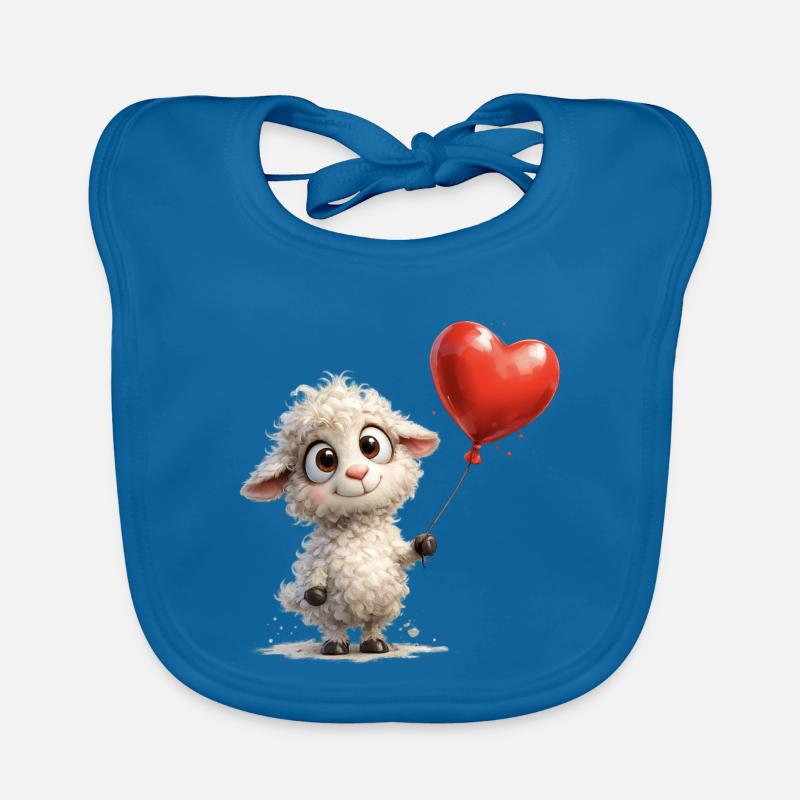 Lamm mit Herzballon Baby Bio-Lätzchen