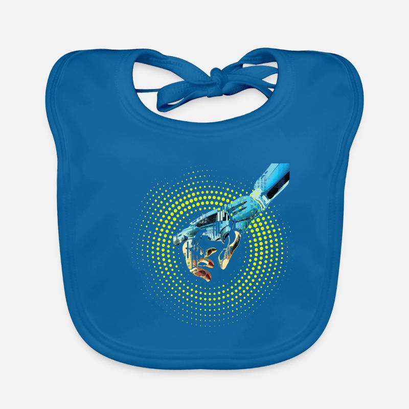 computer hand robot AI digital cyborg code pc Organic Baby Bibs