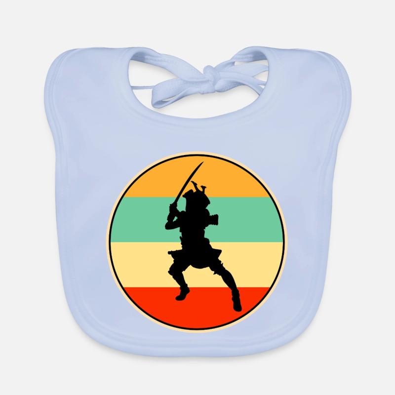 Samurai Warrior Retro Sunset Vintage Silhouette Organic Baby Bibs