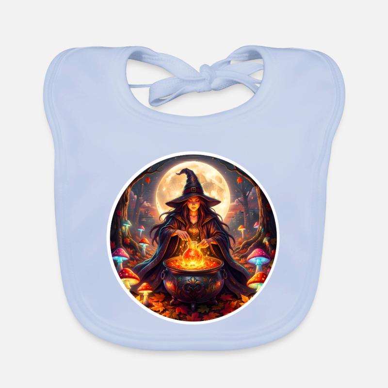 Moonlit Witch Cauldron Magic Organic Baby Bibs
