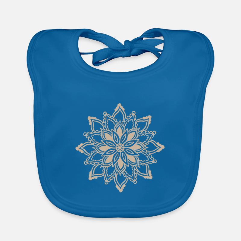 Beige Mandala Lace Pattern Organic Baby Bibs