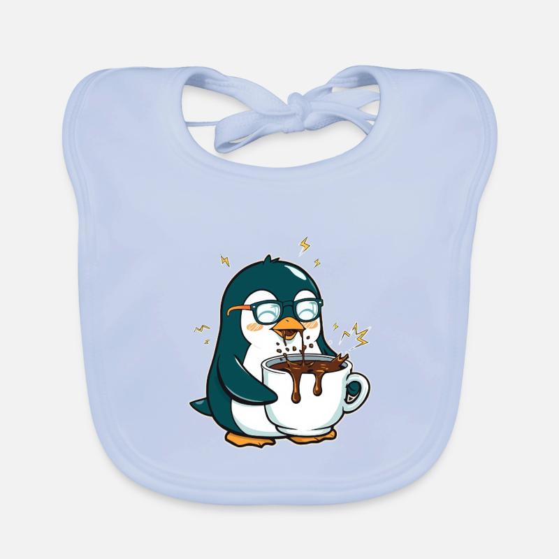 Koffein-Pinguin: Eiskalt & Hochgefahren Baby Bio-Lätzchen