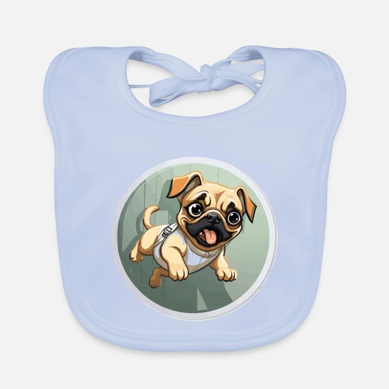Squeaking Pug Sprinter Organic Baby Bibs