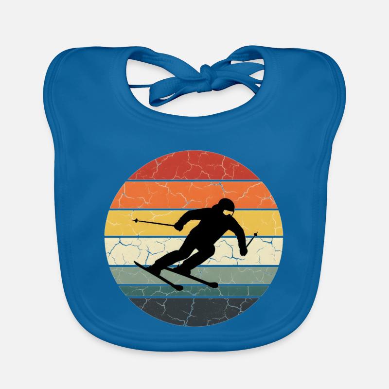 Skier silhouette cracked sunset Organic Baby Bibs
