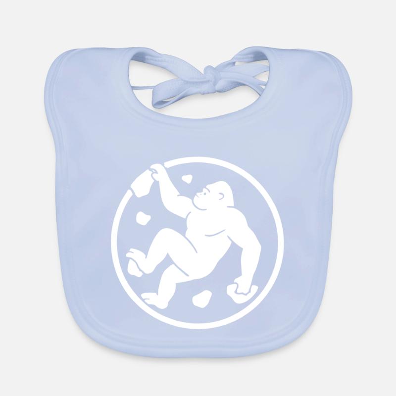 Gorilla Bouldern: Minimalist Badge Logo Baby Bio-Lätzchen