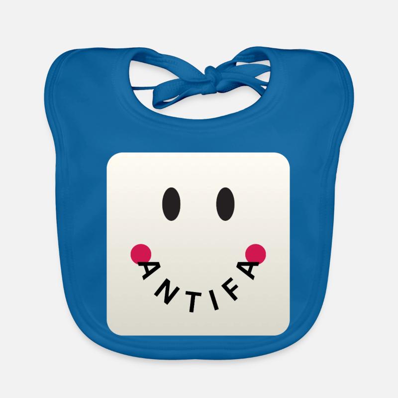 Friendly Antifa Greige | Gradient Design Smile - Baby Bio-Lätzchen - Pfauenblau