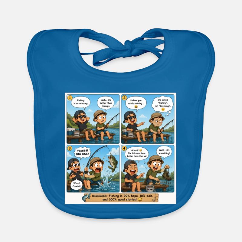 Relaxing Fishing Comic: Big Catch Lesson Organic Baby Bibs