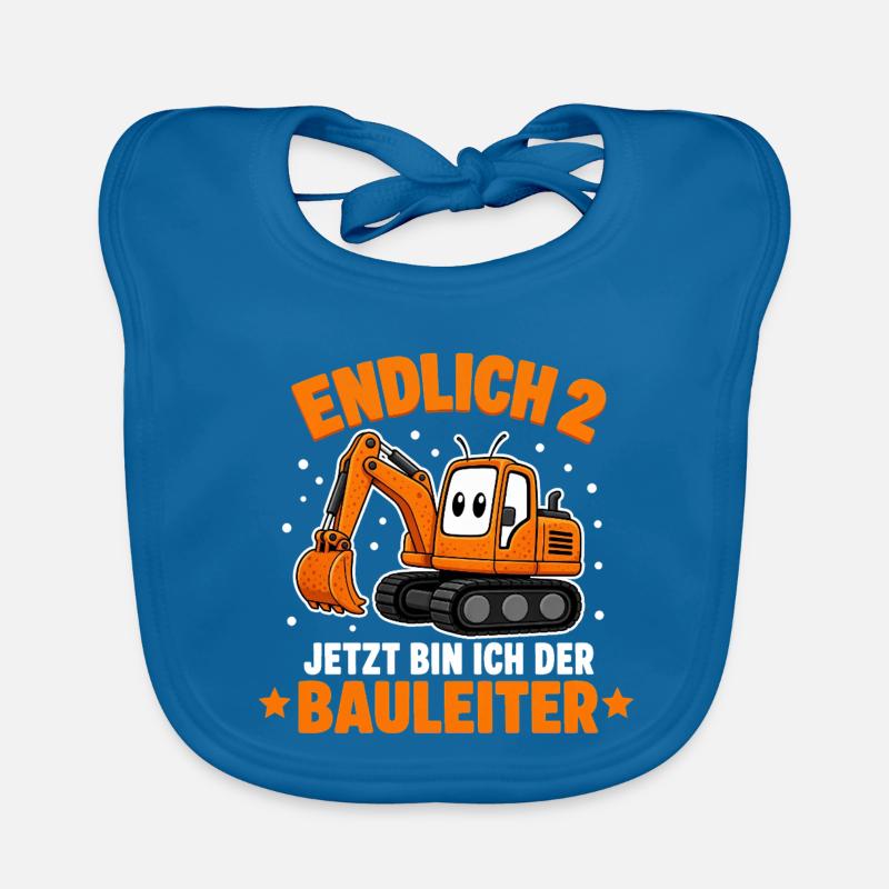Kinder 2. Geburtstag Bagger  Baby Bio-Lätzchen