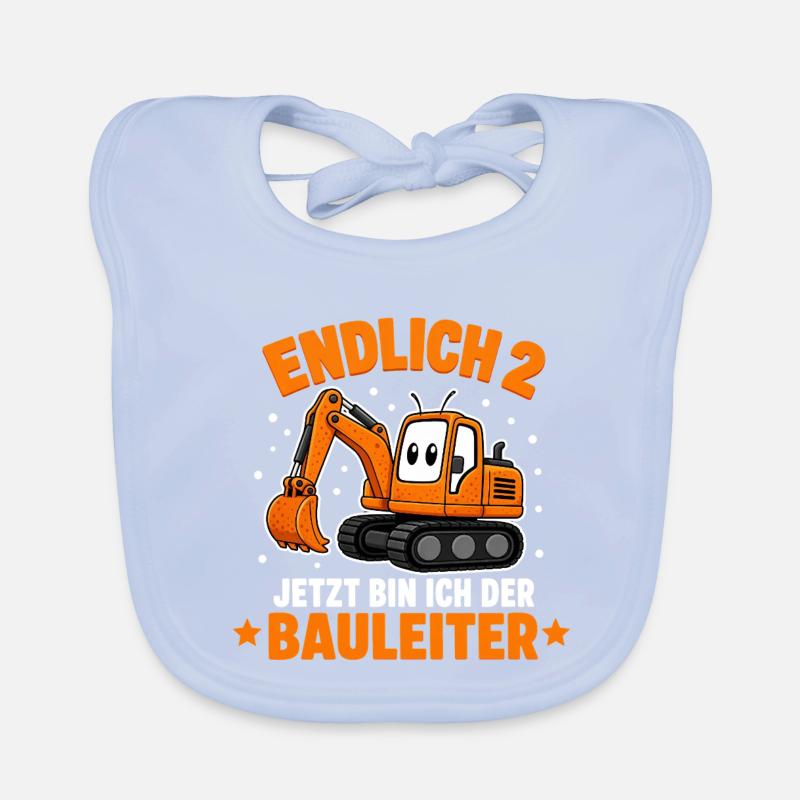 Kinder 2. Geburtstag Bagger  Baby Bio-Lätzchen