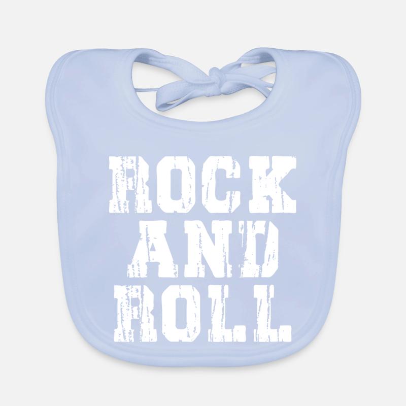 Rock and Roll Distressed Text Logo Organic Baby Bibs
