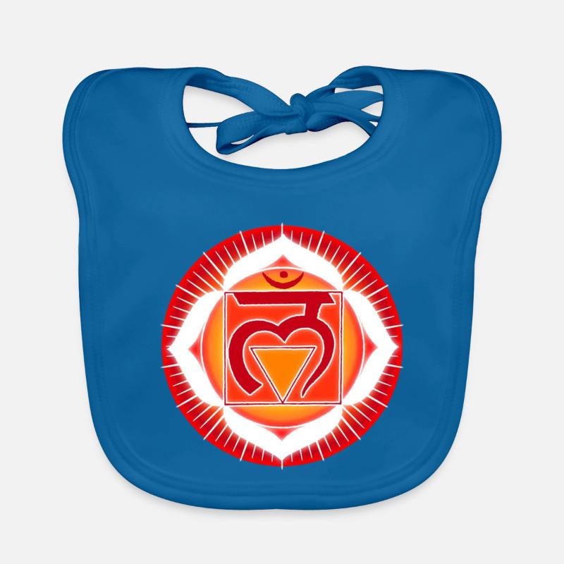 Chakra Racine Muladhara - Bavoir bio Bébé - bleu paon