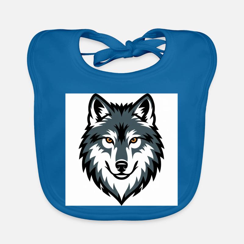 Wolf Graphic Emblem - Baby Bio-Lätzchen - Pfauenblau