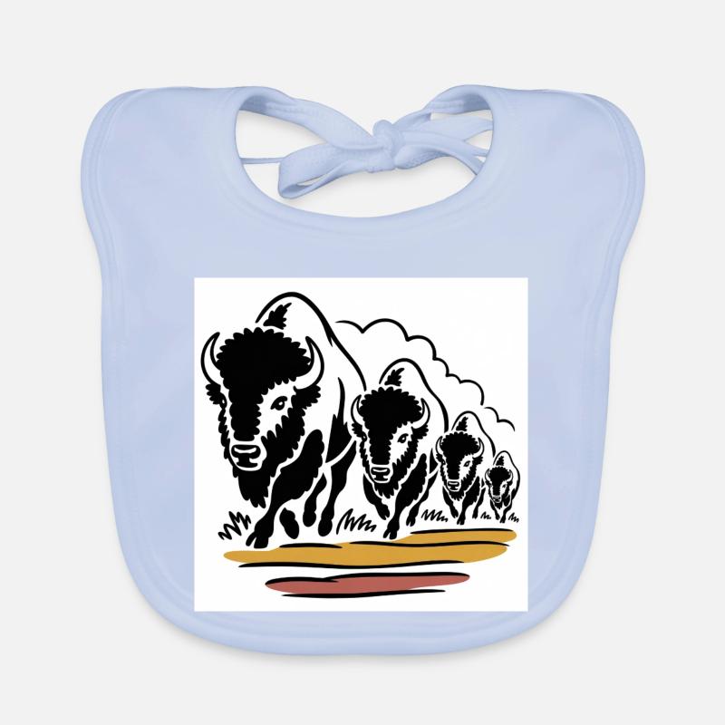 Buffalo horde on the move Organic Baby Bibs