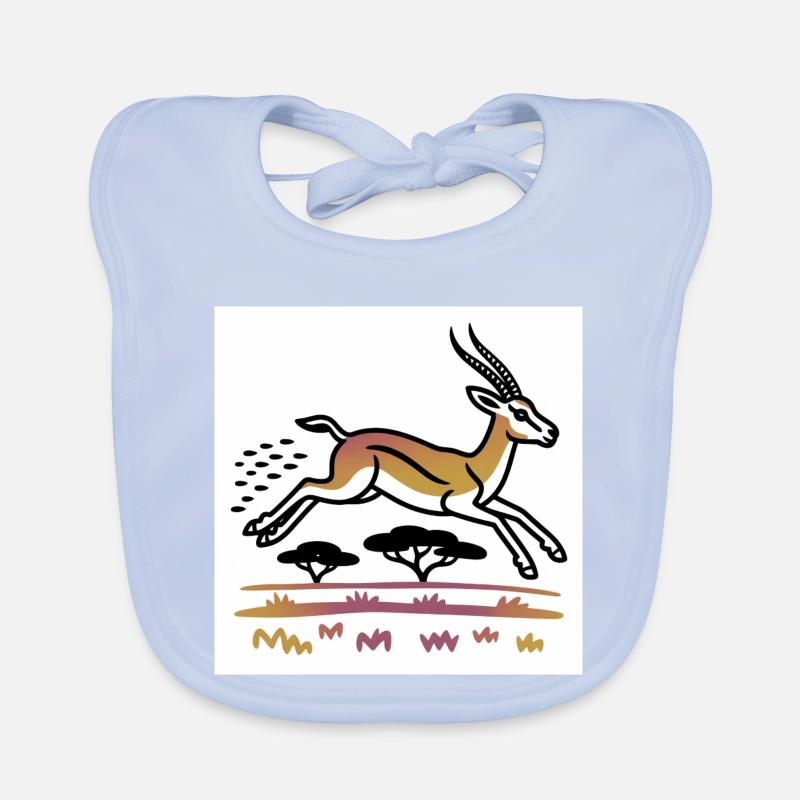 Gazelle dans un paysage doré Bavoir bio Bébé