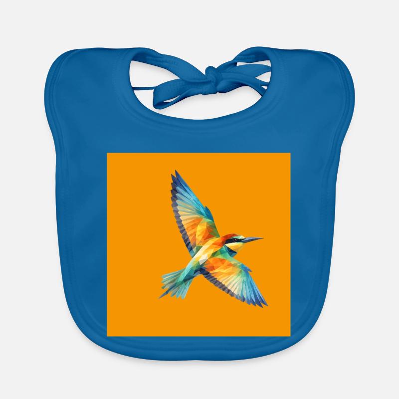 Feverish Bee-Eater Polygon Art on Orange Organic Baby Bibs