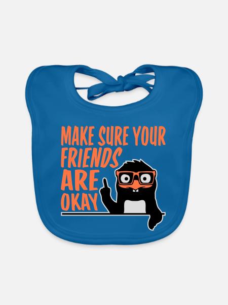 Make Sure Your Friends Are Okay Pinguin Nerd Geek - Baby Bio-Lätzchen - Pfauenblau - Vorne