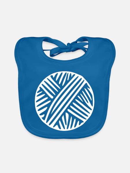 Handarbeit stricken häkeln Geschenk   - Baby Bio-Lätzchen - Pfauenblau - Vorne