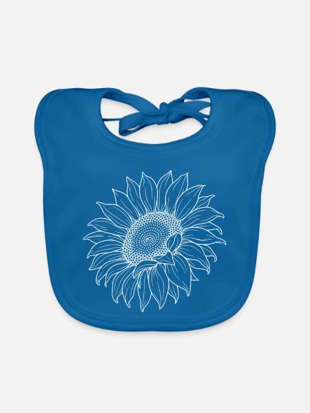Sonnenblume Boho - Baby Bio-Lätzchen - Pfauenblau