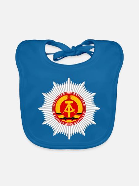 Volkspolizei Stern - Baby Bio-Lätzchen - Pfauenblau - Vorne