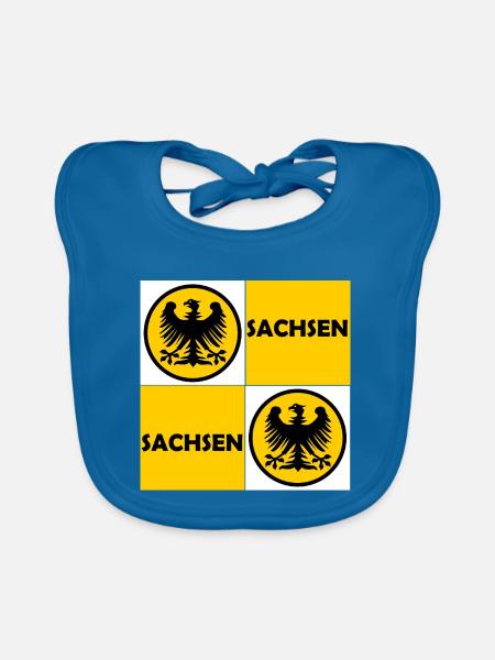 Sachsen Quadratflagge Adler - Baby Bio-Lätzchen - Pfauenblau