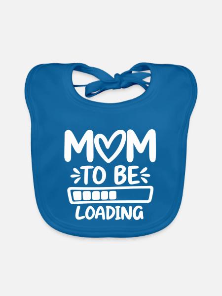 Mama in Warteschleife – Baby unterwegs - Baby Bio-Lätzchen - Pfauenblau - Vorne