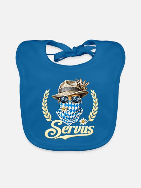 Servus Bayern Edelweiss - Baby Bio-Lätzchen - Pfauenblau