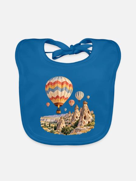 Ballonfahrt über Kappadokische Felsen - Baby Bio-Lätzchen - Pfauenblau - Vorne