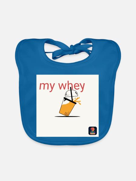 Mein Whey Shake - Baby Bio-Lätzchen - Pfauenblau - Vorne