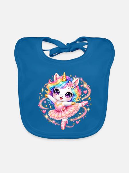 Unicorn_ballerina - Baby Bio-Lätzchen - Pfauenblau