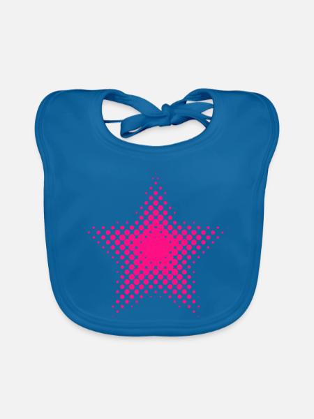 Pinke Sternen-Dot Halftone - Baby Bio-Lätzchen - Pfauenblau