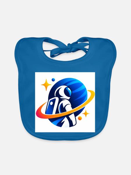 Astronaut im Orbit - Baby Bio-Lätzchen - Pfauenblau - Vorne