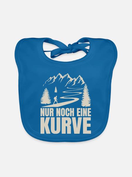 Wandern-_Nur_noch_eine_Kurve - Baby Bio-Lätzchen - Pfauenblau - Vorne