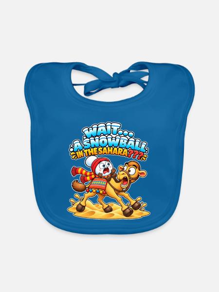 Lustiges Camel Kids T-Shirt Schneeball in der Sahara - Baby Bio-Lätzchen - Pfauenblau - Vorne