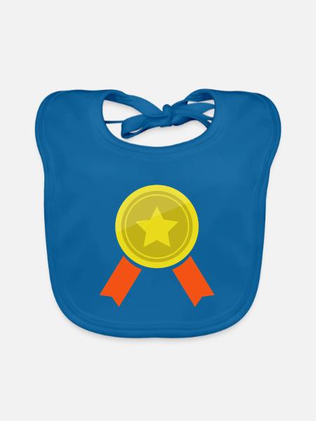 Medaille - Baby Bio-Lätzchen - Pfauenblau - Vorne