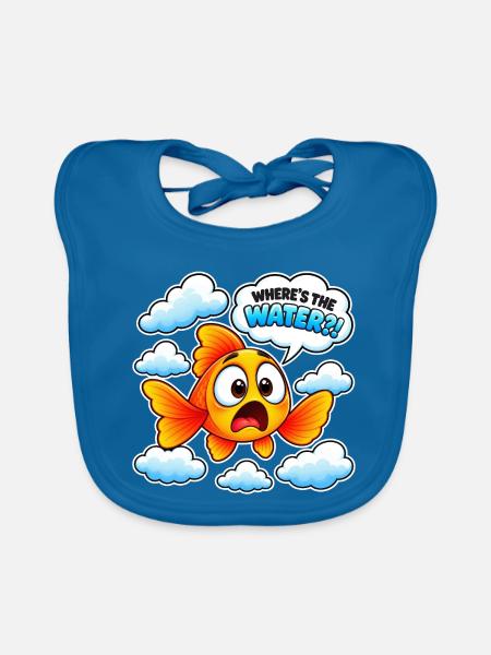 Lustiges Fish in Clouds Kinder-T-Shirt mit Grafik - Baby Bio-Lätzchen - Pfauenblau - Vorne