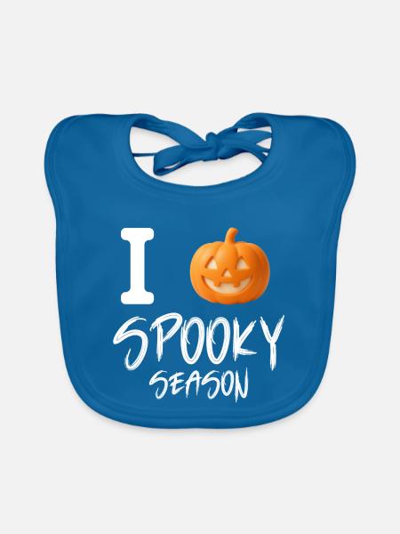 Ich liebe Spooky Season - Baby Bio-Lätzchen - Pfauenblau - Vorne