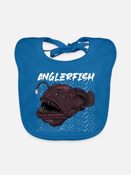 Tiefsee Monster - Anglerfisch - Baby Bio-Lätzchen - Pfauenblau - Vorne