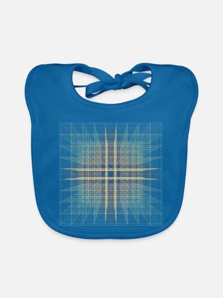 Cube Dots Drahtgitter 3D geometrisches Gitter - Baby Bio-Lätzchen - Pfauenblau - Vorne