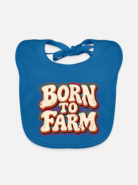 Born to Farm Retro Schrift - Baby Bio-Lätzchen - Pfauenblau