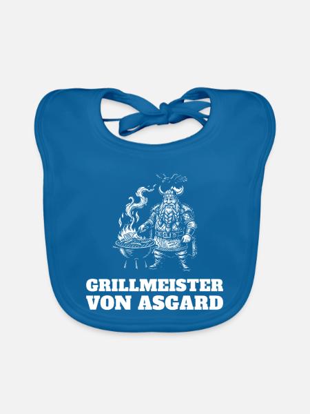 Grillmeister von Asgard – Wikinger Grillen - Baby Bio-Lätzchen - Pfauenblau - Vorne