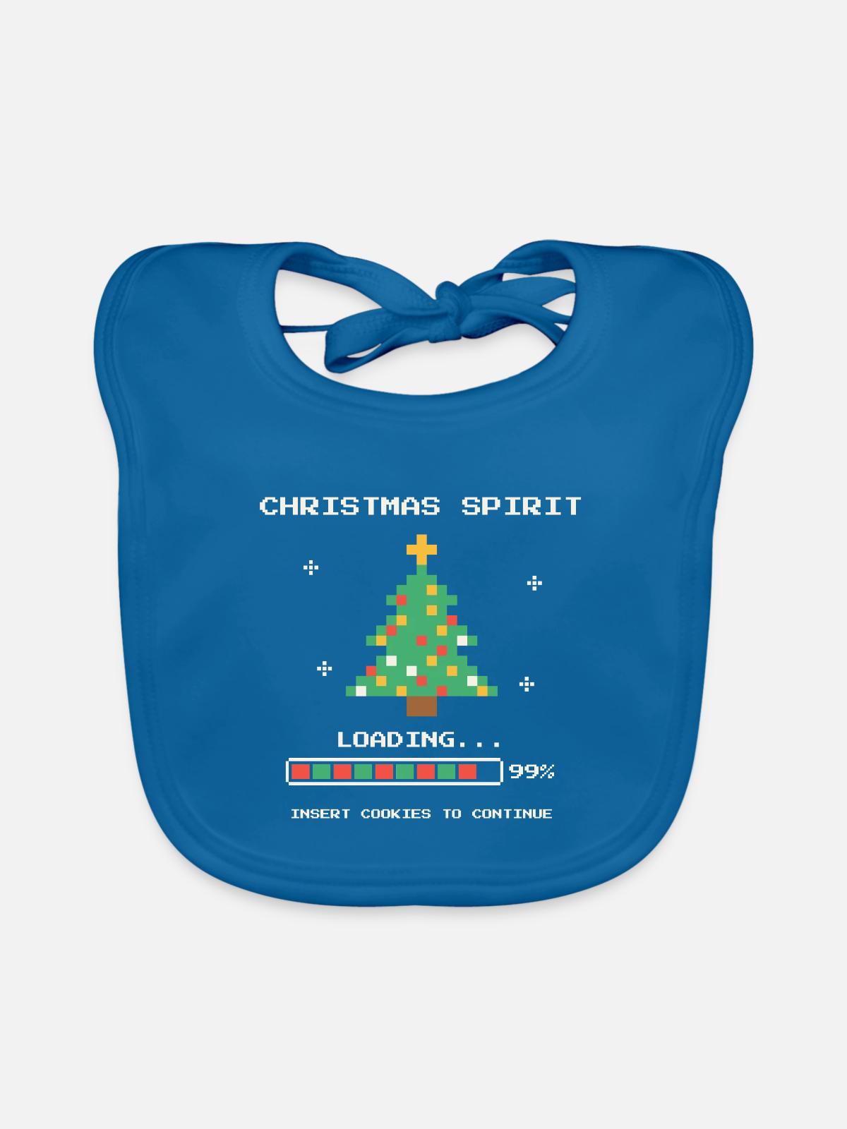 Pixel Weihnachtsgeist lädt - Baby Bio-Lätzchen - Pfauenblau - Vorne